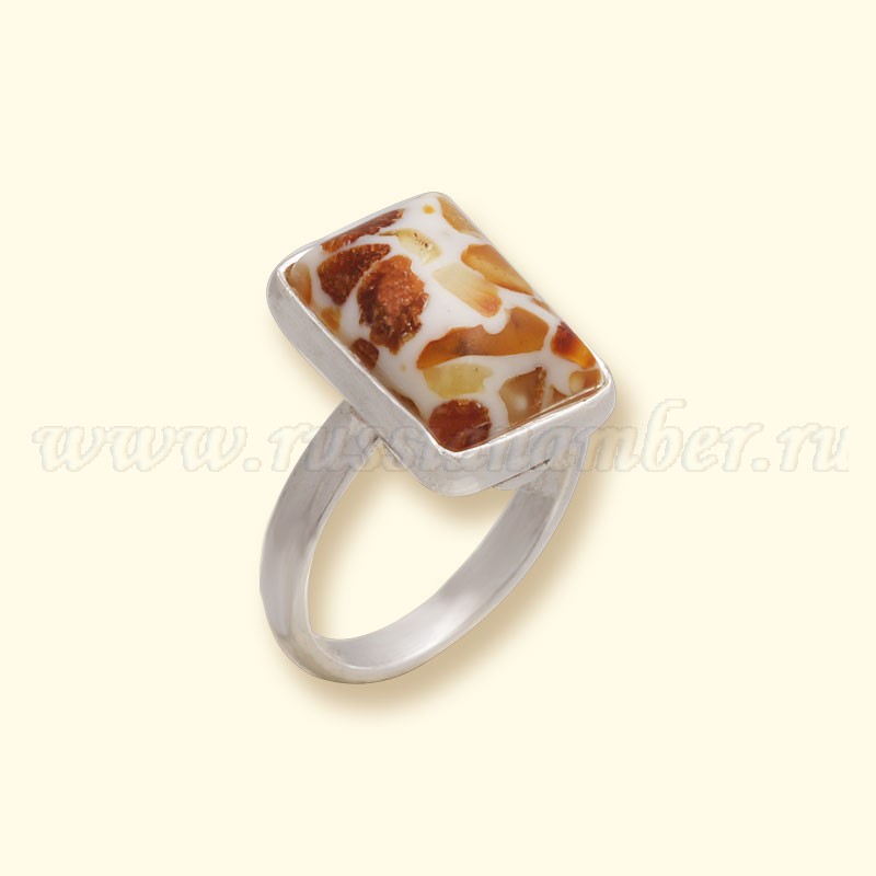 Кольцо Посеребрение, янтарь