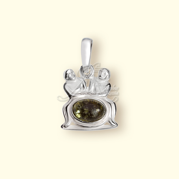 Подвеска Посеребрение, янтарь