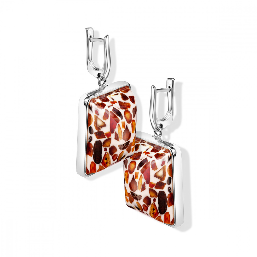 Серьги из ювелирной смолы с Янтарем Посеребрение