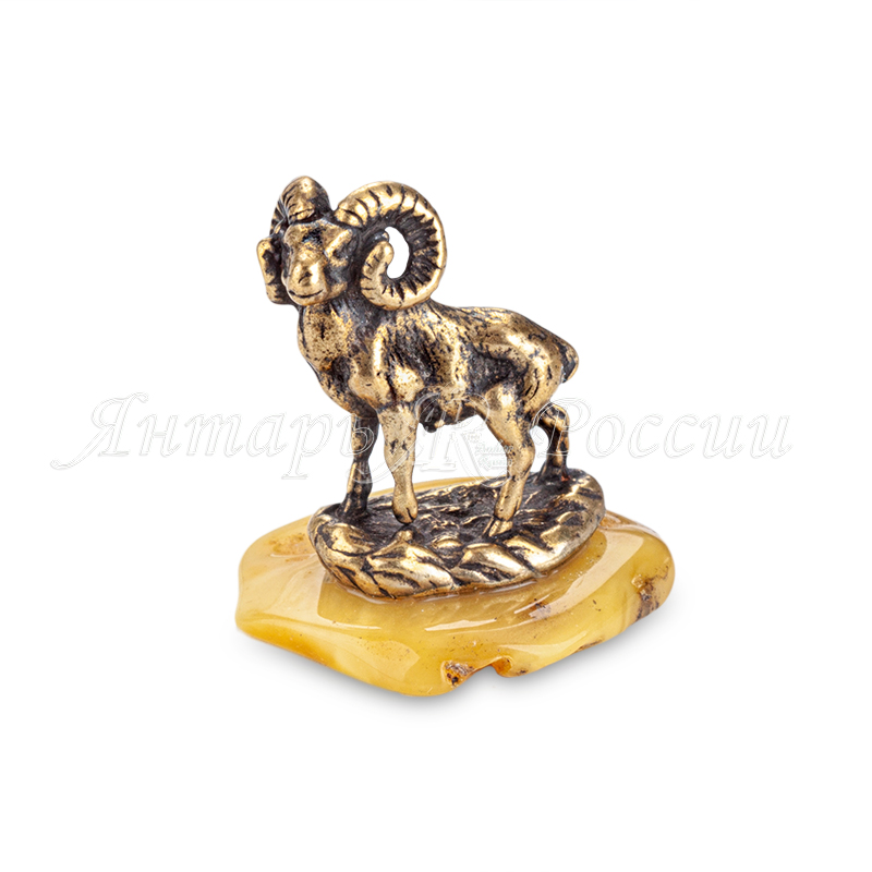 Архар-Горный баран Латунь, янтарь Архар-Горный баран Латунь, янтарь