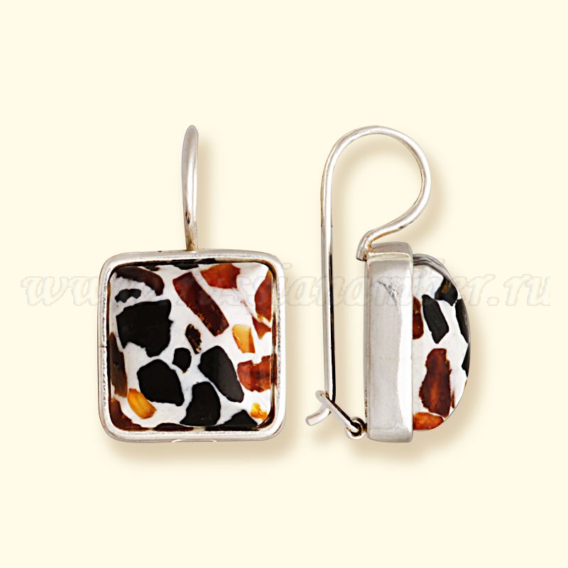 Серьги Посеребрение, янтарь