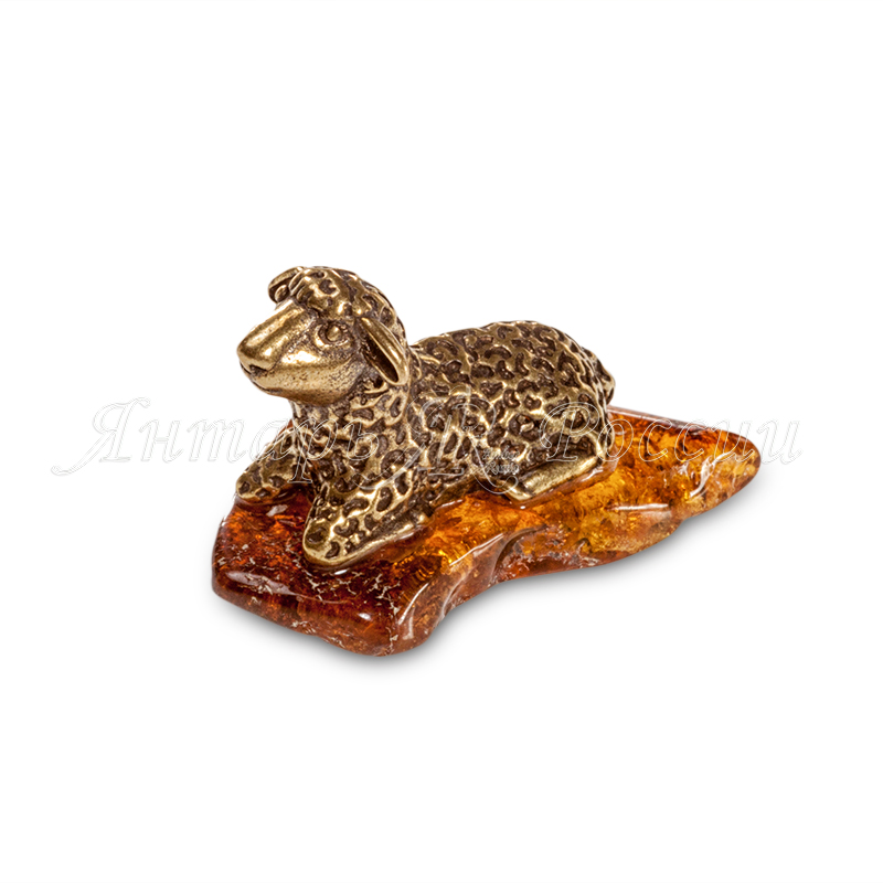 Овечка маленькая Латунь, янтарь Овечка маленькая Латунь, янтарь