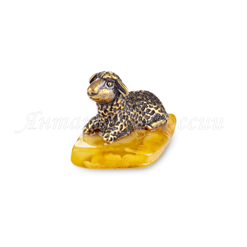 Овечка маленькая Латунь, янтарь