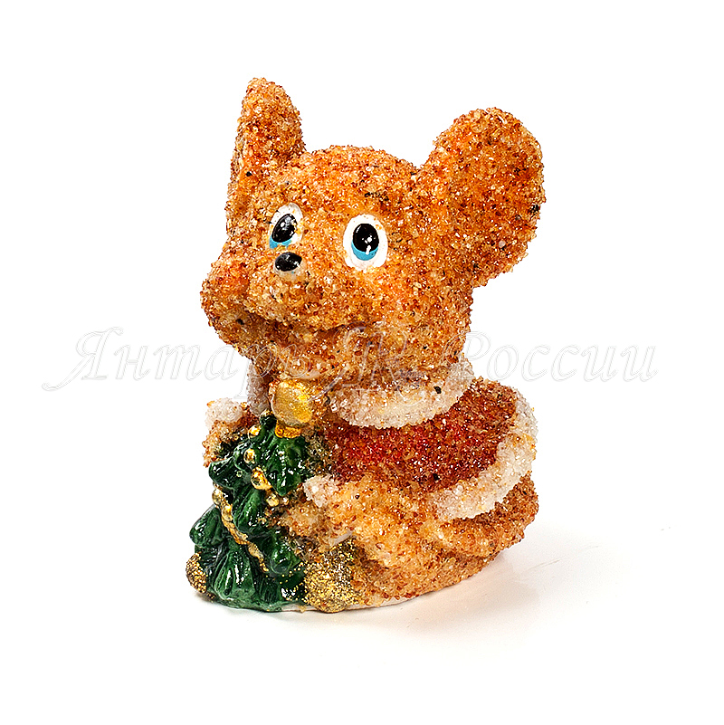 Мышь Новогодняя с елкой, Янтарь Мышь Новогодняя с елкой, Янтарь