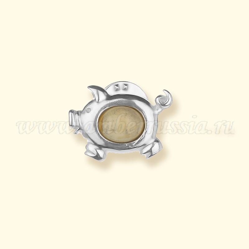 Брошь Посеребрение, янтарь