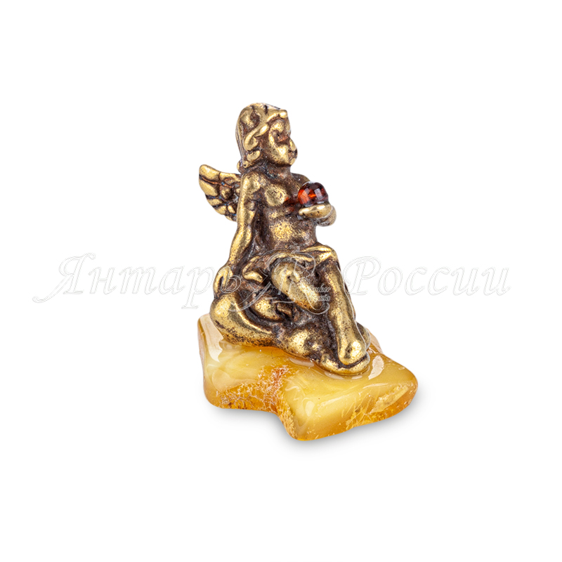 Ангел сидит полулежа Латунь, янтарь