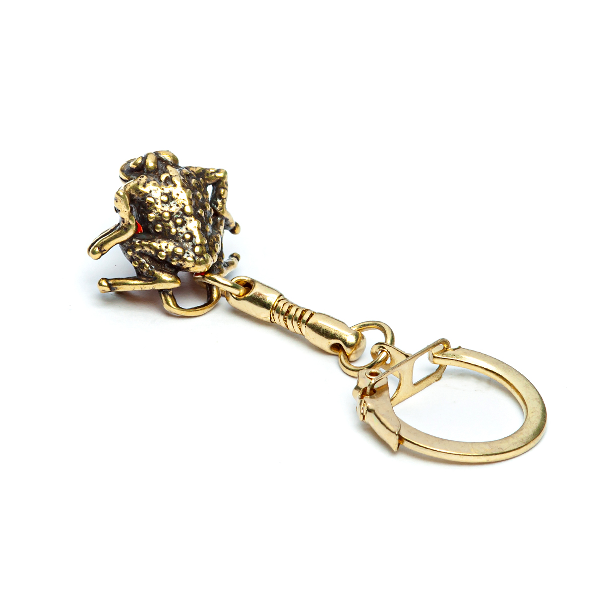 Лягушка брелок Латунь, янтарь