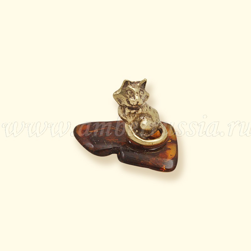 Кот бантик Латунь, янтарь Кот бантик Латунь, янтарь