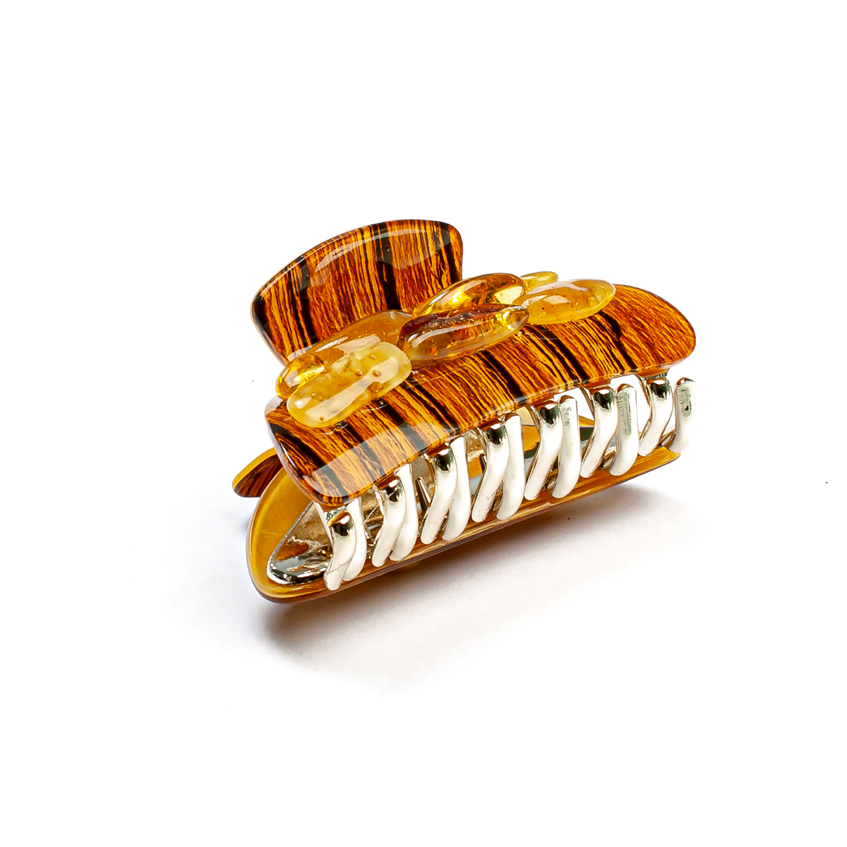 Заколка - краб корич. с янтарем