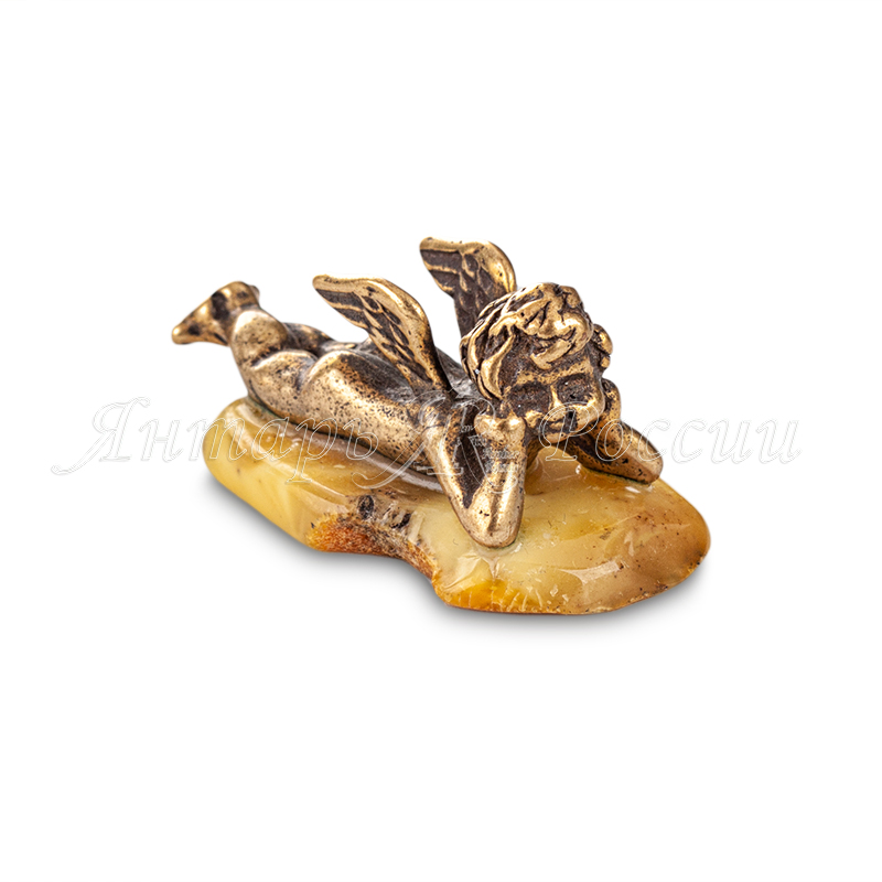 Ангел лежит на животе Латунь, янтарь Ангел лежит на животе Латунь, янтарь