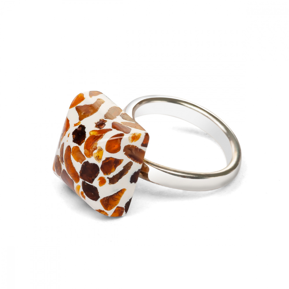 Кольцо из ювелирной смолы с Янтарем Посеребрение