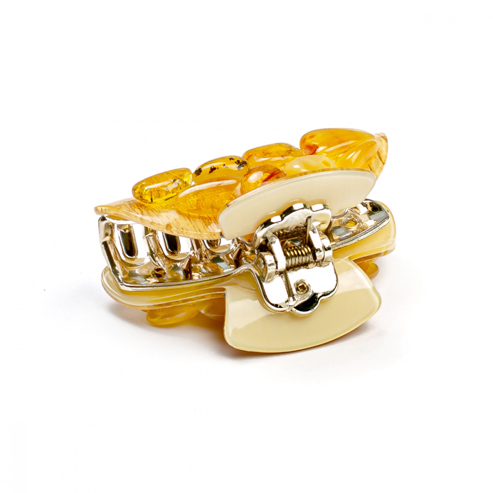 Заколка - краб жёлт. с янтарем Заколка - краб жёлт. с янтарем