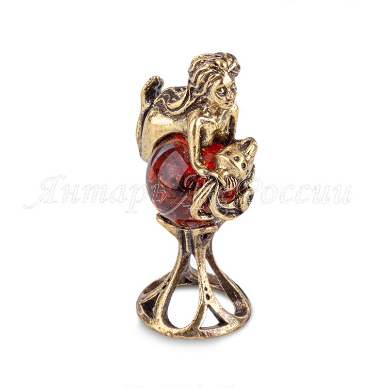 Водолей дев. на шаре (зн.зод.) Латунь, янтарь Водолей дев. на шаре (зн.зод.) Латунь, янтарь
