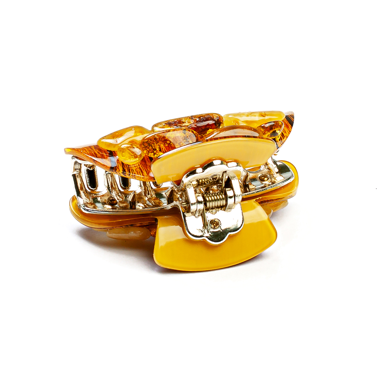 Заколка - краб корич. с янтарем