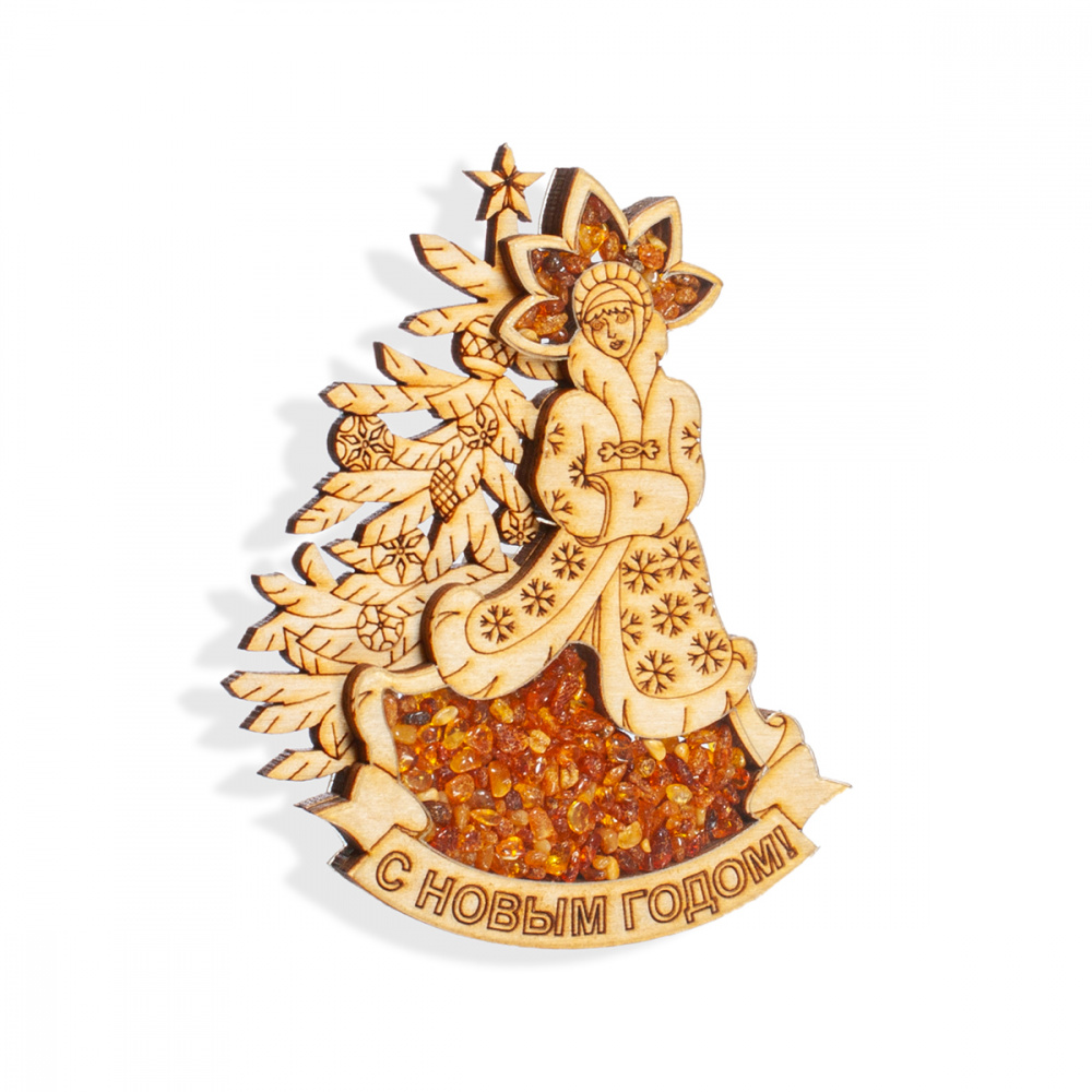 Магнит Снегурочка Янтарь Магнит Снегурочка Янтарь