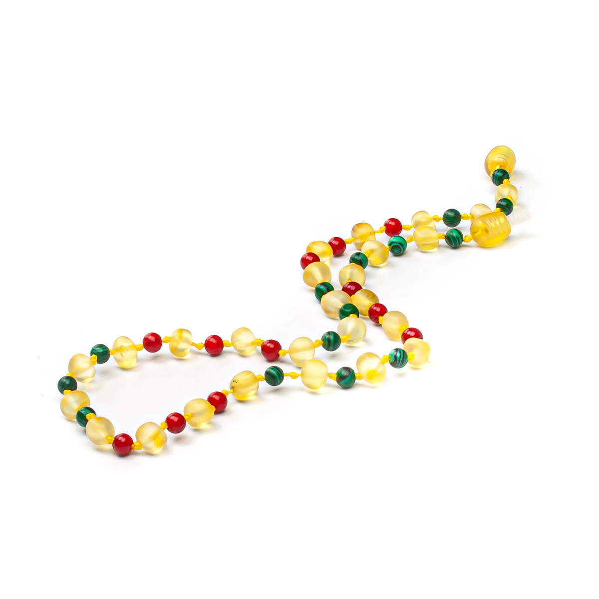 Бусы детские "Сливка" из Янтаря с малахитом и кораллом арт 5503010006 в магазине Янтарь России, фото