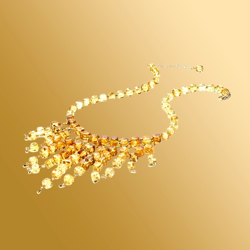 Колье бижутерия с янтарем