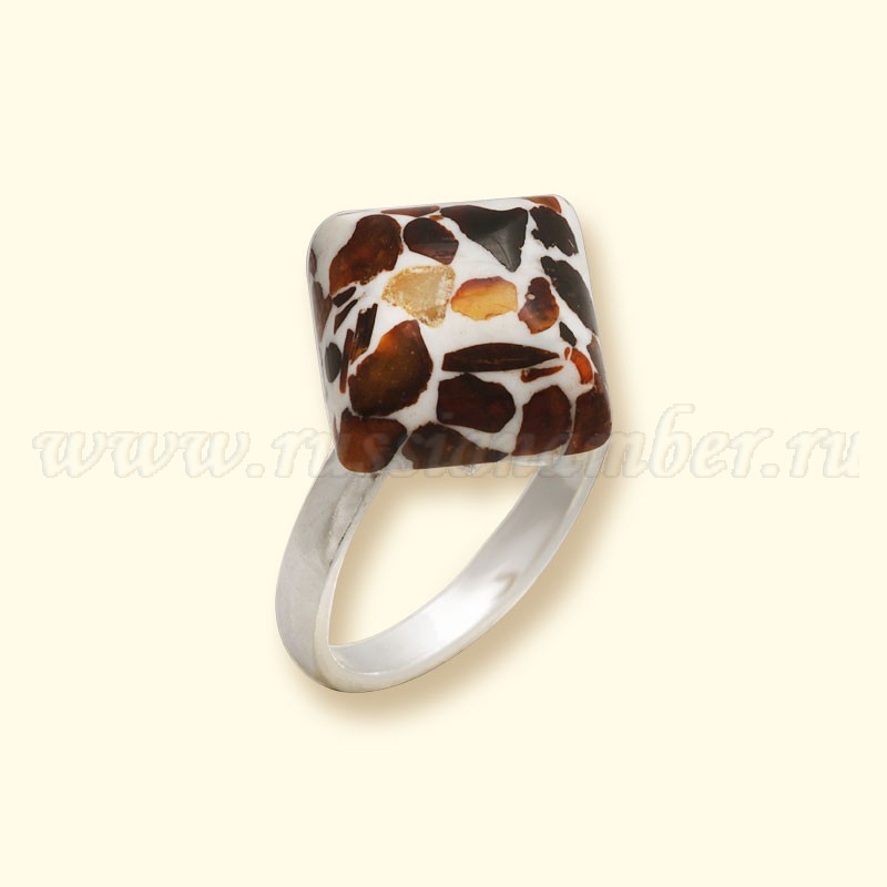Кольцо Посеребрение, янтарь